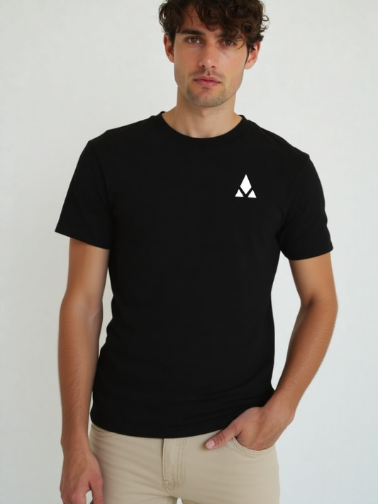 Camiseta negra de cuello redondo hombre