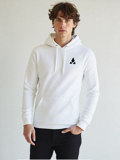 Sudadera blanca con capucha y logo bordado hombre