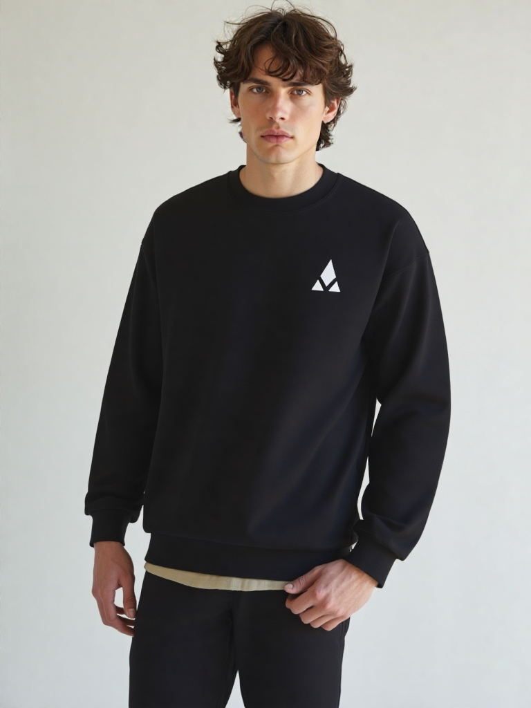 Sudadera negra logo bordado hombre