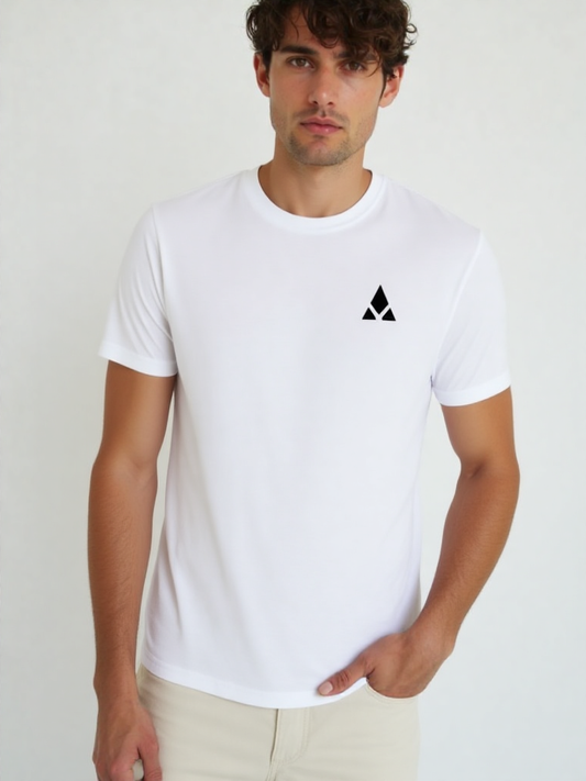 Camiseta blanca de cuello redondo hombre