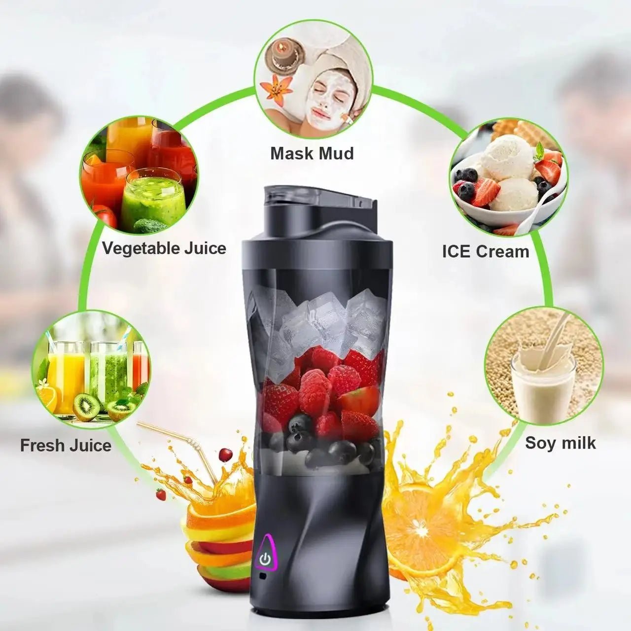 Batidora Portátil Recargable 680ml - Aury SportAury SportNegro2025 New Portable Electric Wireless Juicer USB Charging 700Ml Large - Capacity Large Household Juicer Fruit Sctional 700ML Blender