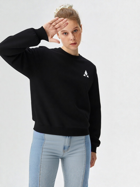 Sudadera negra logo bordado mujer