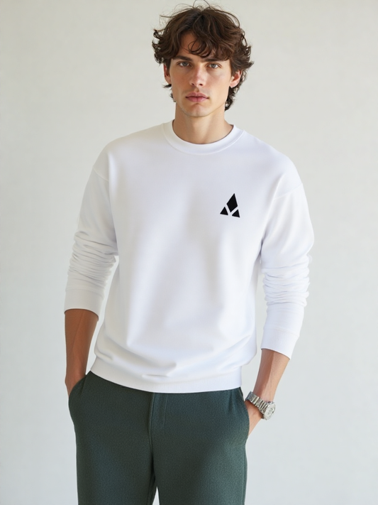 Sudadera blanca logo bordado hombre