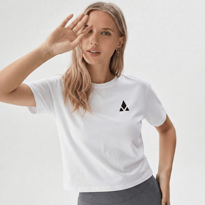 Camiseta blanca de cuello redondo mujer - Aury SportPrint MaterialAury SportSCamiseta blanca de cuello redondo mujer