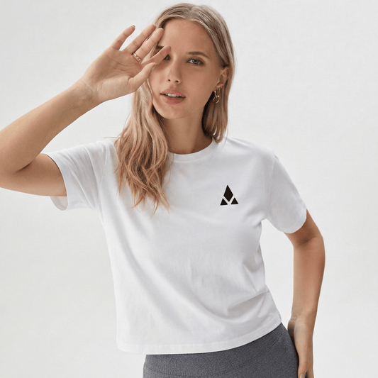 Camiseta blanca de cuello redondo mujer - Aury SportPrint MaterialAury SportSCamiseta blanca de cuello redondo mujer