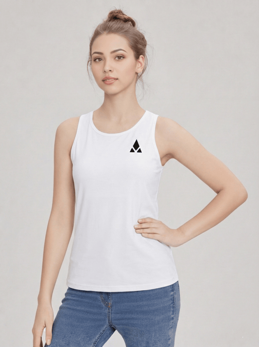 Camiseta blanca de tirantes mujer - Aury SportPrint MaterialAury SportBlancoCamiseta blanca de tirantes mujer