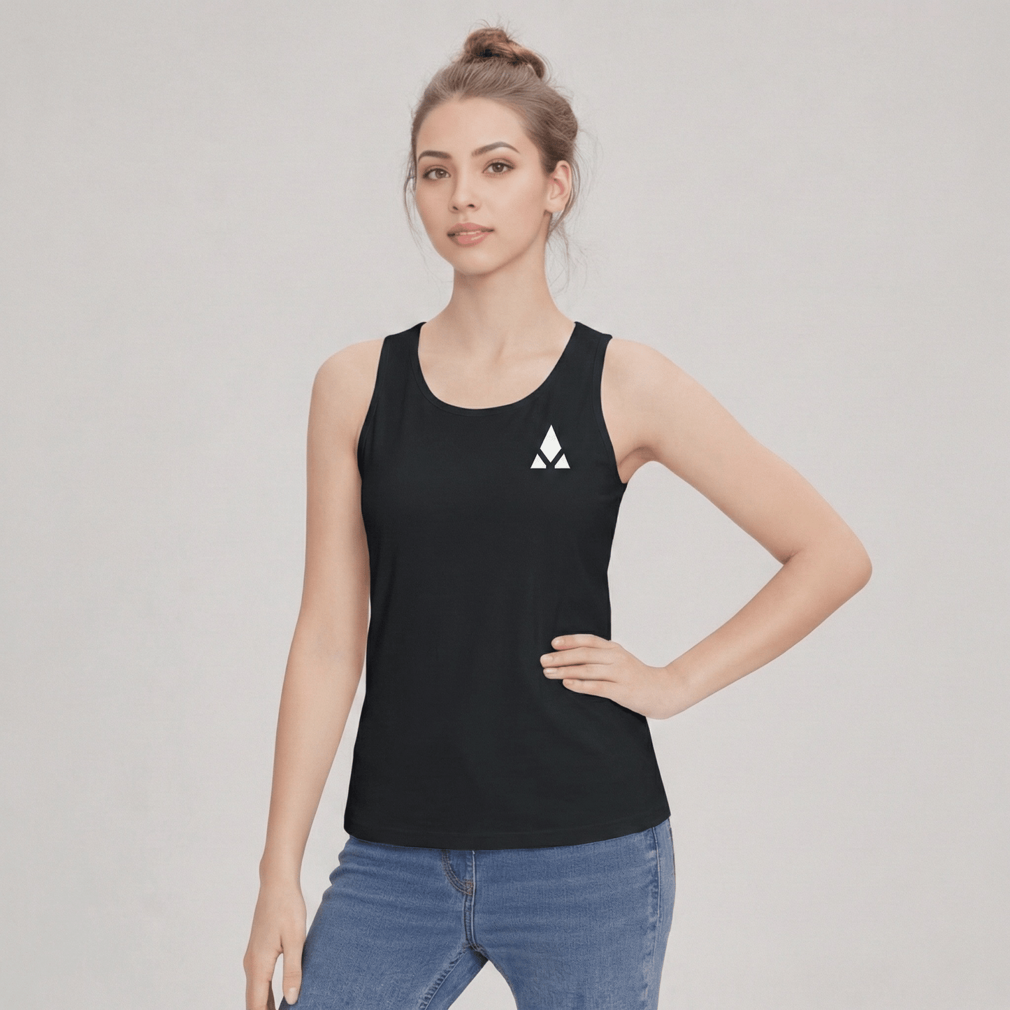 Camiseta blanca de tirantes mujer - Aury SportPrint MaterialAury SportNegroCamiseta blanca de tirantes mujer