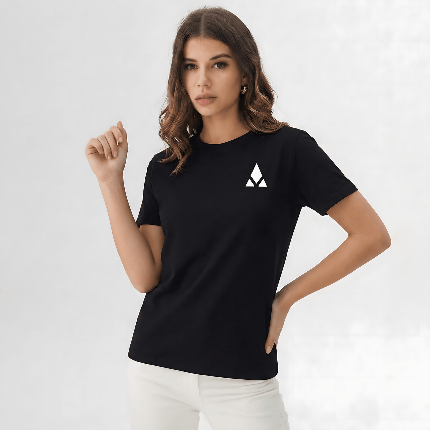 Camiseta negra de cuello redondo mujer - Aury SportPrint MaterialAury SportNegroCamiseta negra de cuello redondo mujer