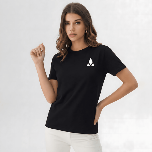 Camiseta negra de cuello redondo mujer - Aury SportPrint MaterialAury SportNegroCamiseta negra de cuello redondo mujer