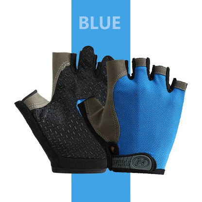 Guantes de gimnasio antideslizantes - Aury SportAury SportAzulWeightlifti Gym Gloves Fitness Training Fingerless Men Women Bodybuilding Exercise Sports Gloves Cycling anti Slip Breathable