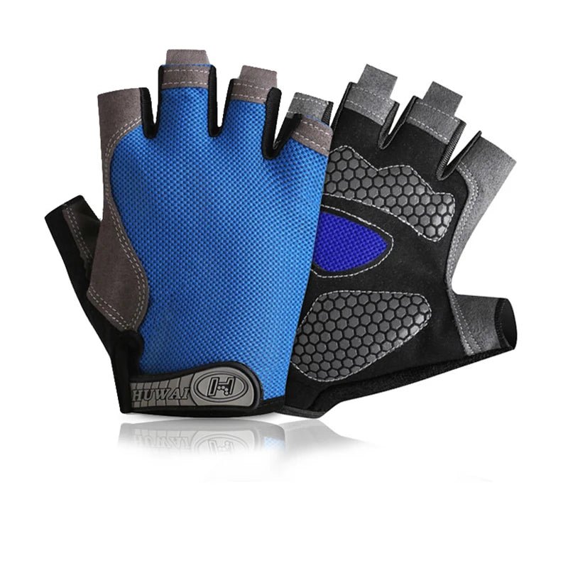 Guantes de gimnasio antideslizantes - Aury SportAury SportAzul 2Weightlifti Gym Gloves Fitness Training Fingerless Men Women Bodybuilding Exercise Sports Gloves Cycling anti Slip Breathable