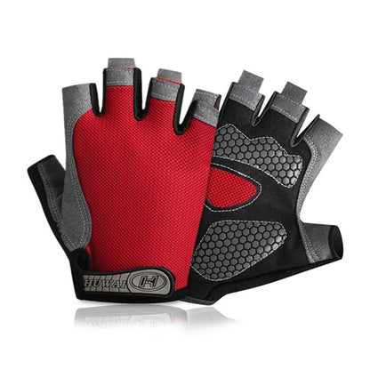 Guantes de gimnasio antideslizantes - Aury SportAury SportRojo 2Weightlifti Gym Gloves Fitness Training Fingerless Men Women Bodybuilding Exercise Sports Gloves Cycling anti Slip Breathable