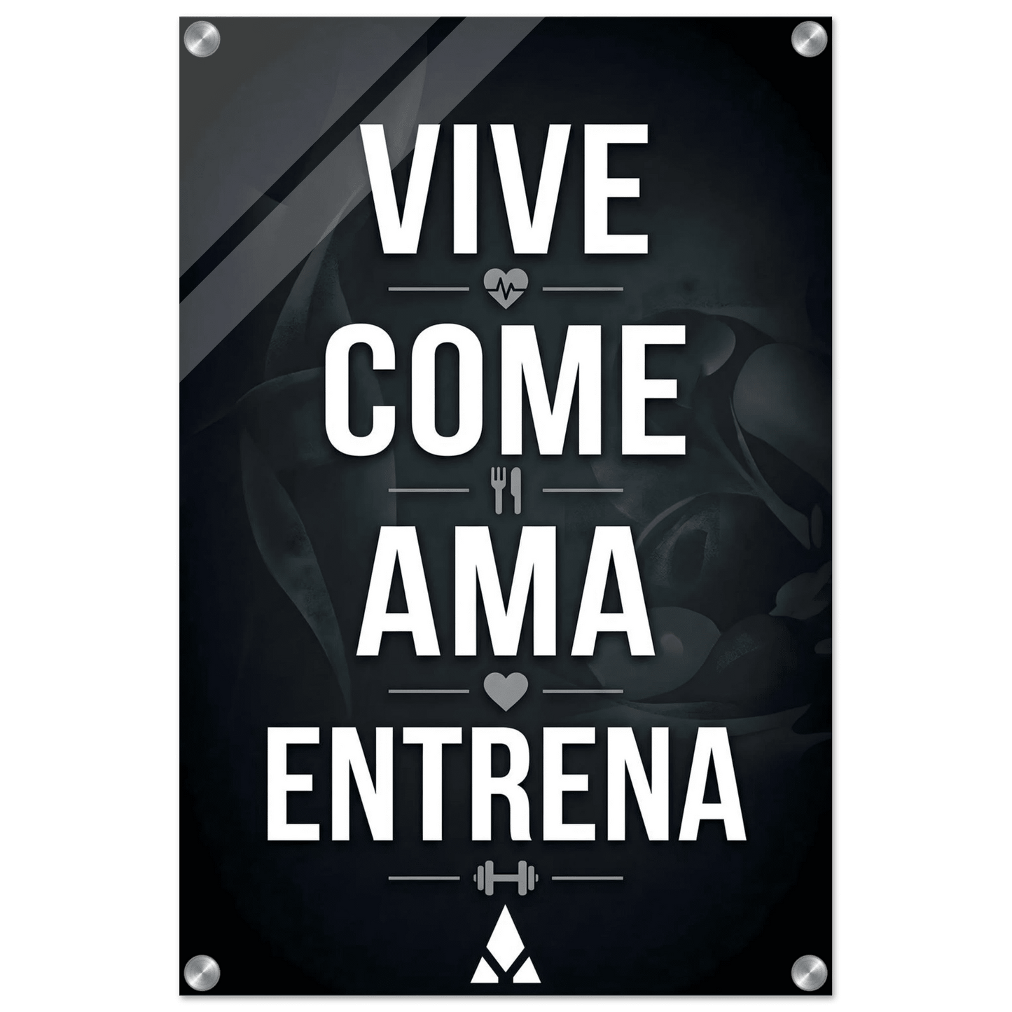 Impresión Acrílica Motivacional: "Vive, come, ama, entrena" - Inspiración en Acrílico Monocromático para Tu Espacio - Aury SportPrint MaterialAury Sport20x30 cm / 8x12″6f66aa25 - f3e2 - 4752 - b73f - e2cf06558316