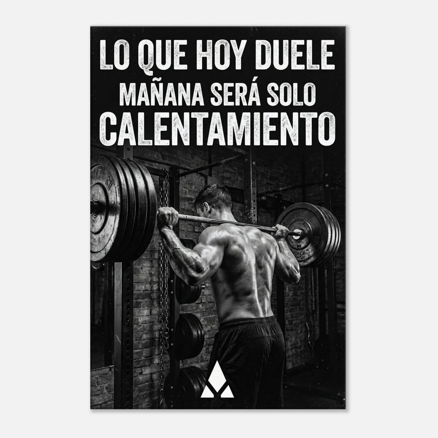 Lienzo de Motivación de Gimnasio: "Lo que Hoy Duele, Mañana Será Solo Calentamiento" en Monocromo Intenso - Aury SportPrint MaterialAury Sport20x30 cm / 8x12″18711adc - 3018 - 43d0 - 9da0 - dcf707a158ee