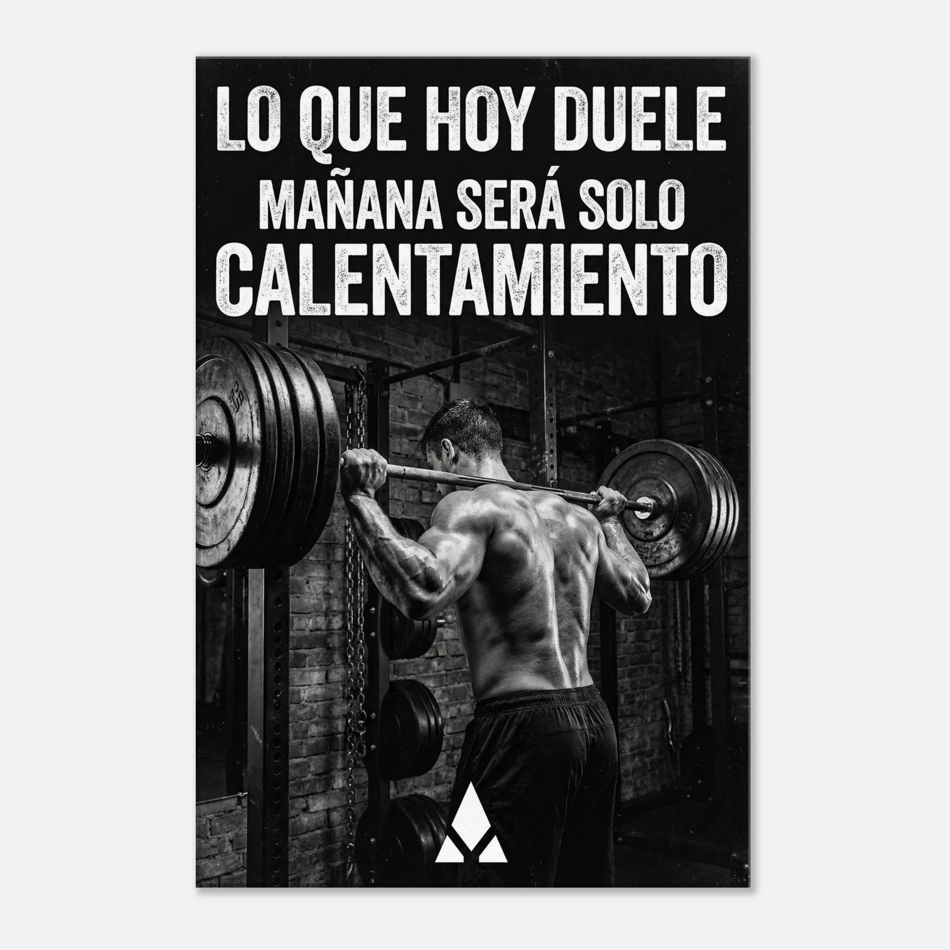 Lienzo de Motivación de Gimnasio: "Lo que Hoy Duele, Mañana Será Solo Calentamiento" en Monocromo Intenso - Aury SportPrint MaterialAury Sport20x30 cm / 8x12″18711adc - 3018 - 43d0 - 9da0 - dcf707a158ee