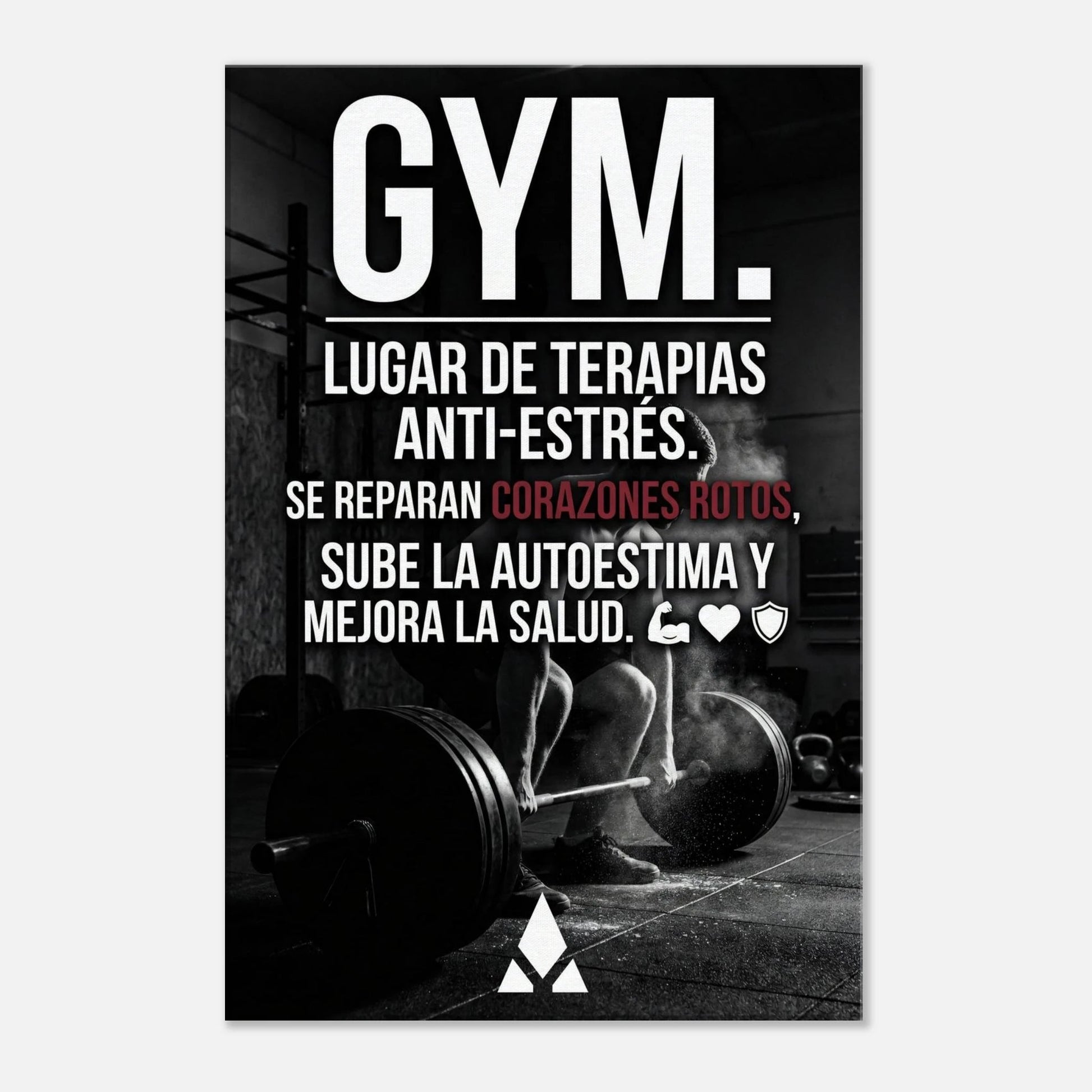 Lienzo Motivacional "GYM: Lugar de Terapias Anti - Estrés" - Arte Inspirador en Blanco y Negro para Tu Espacio. - Aury SportPrint MaterialAury Sport20x30 cm / 8x12″6cf8fcff - 18e5 - 42a0 - bde7 - b0a3d6238748