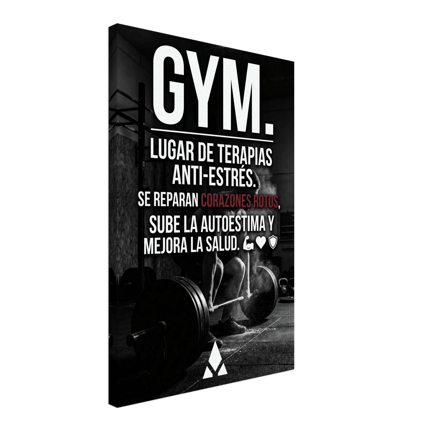 Lienzo Motivacional "GYM: Lugar de Terapias Anti - Estrés" - Arte Inspirador en Blanco y Negro para Tu Espacio. - Aury SportPrint MaterialAury Sport20x30 cm / 8x12″dda3ca8e - 7f2e - 4795 - b811 - eb1b66b297ae