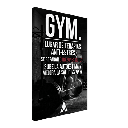 Lienzo Motivacional "GYM: Lugar de Terapias Anti - Estrés" - Arte Inspirador en Blanco y Negro para Tu Espacio. - Aury SportPrint MaterialAury Sport20x30 cm / 8x12″dda3ca8e - 7f2e - 4795 - b811 - eb1b66b297ae