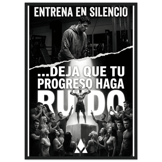 Póster Motivacional "Entrena en Silencio" - Arte Semibrillante en Marco de Madera - Aury SportPrint MaterialAury Sport21x29.7 cm / 8x12"455fba79 - a49b - 4ad4 - ba84 - 7fb2406ddf9a