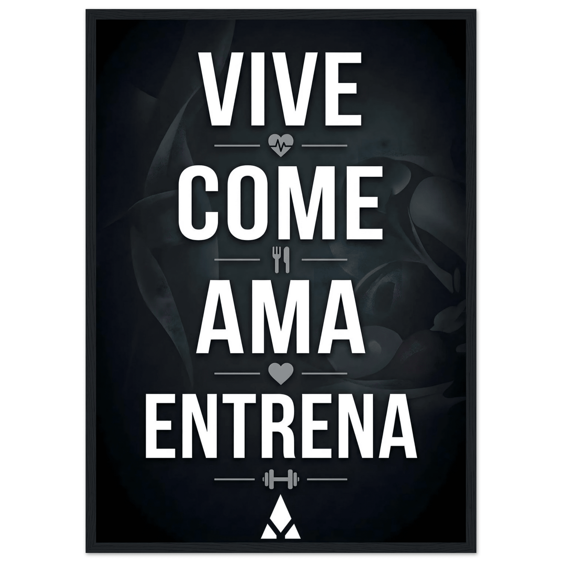 Póster Motivacional "Vive, Come, Ama, Entrena" con Marco de Madera en tu Elección de Tono - Aury SportPrint MaterialAury Sport21x29.7 cm / 8x12"5e2ce6e0 - e41c - 4cad - 91e5 - e69f032226b6