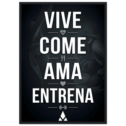 Póster Motivacional "Vive, Come, Ama, Entrena" con Marco de Madera en tu Elección de Tono - Aury SportPrint MaterialAury Sport21x29.7 cm / 8x12"5e2ce6e0 - e41c - 4cad - 91e5 - e69f032226b6